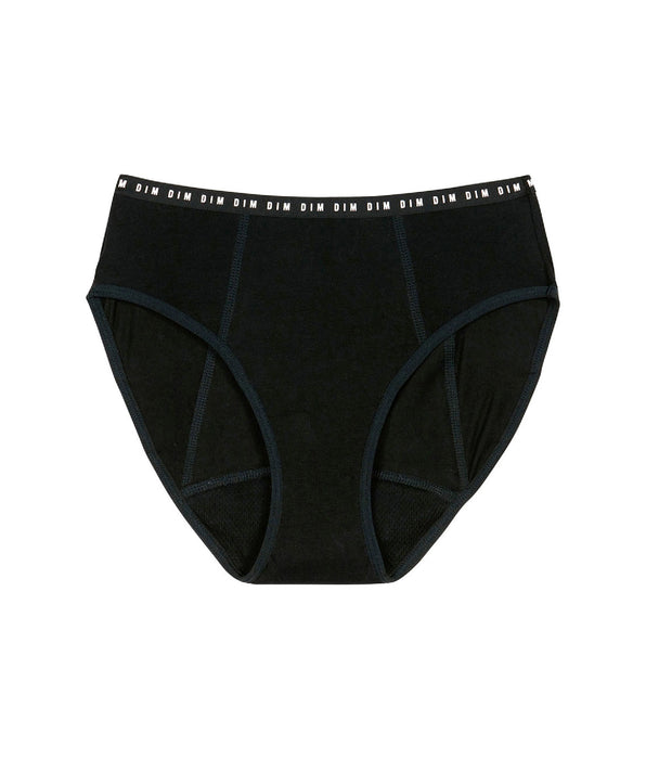 DIM Slip mestruale da ragazza in cotone biologico Nero Flusso molto abbondante Dim My Protect