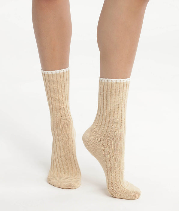 DIM Calze donna a coste tinta unita Vanilla Beige Dim Bamboo
