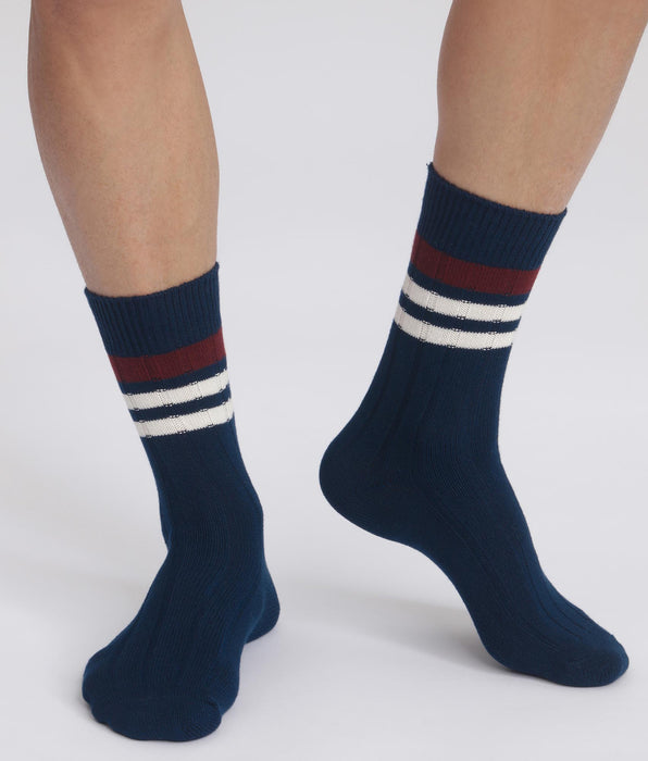 DIM Calze da uomo a coste con strisce blu Dim Bambou