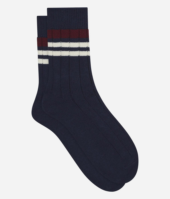 DIM Calze da uomo a coste con strisce blu Dim Bambou
