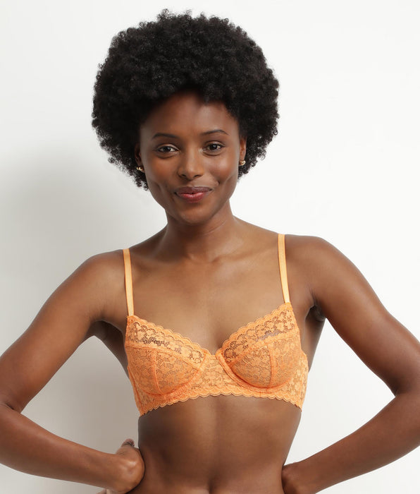 DIM Orange floral lace underwired bra for women Daisy lace