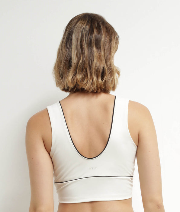 DIM Reggiseno lungo modellante in microfibra ecrù DIM Move