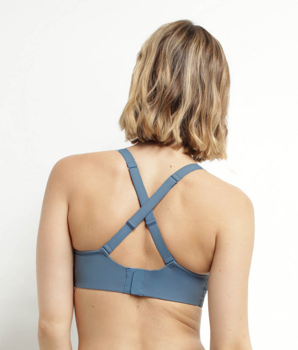 DIM Reggiseno sportivo in microfibra modellante blu Jean DIM Move
