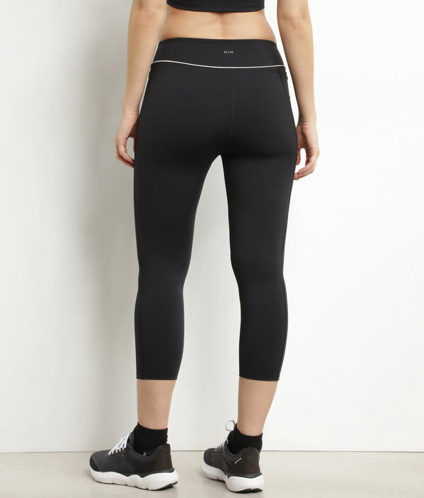 DIM Leggings sportivi corti da donna in microfibra nera DIM Move