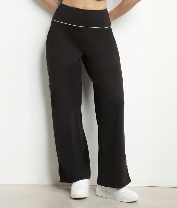 DIM Pantalone sportivo donna in jersey elasticizzato a gamba larga Nero DIM Move