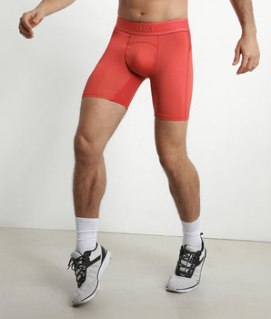 Men's long sports boxer in microfiber and mesh Red Alert Dim Move