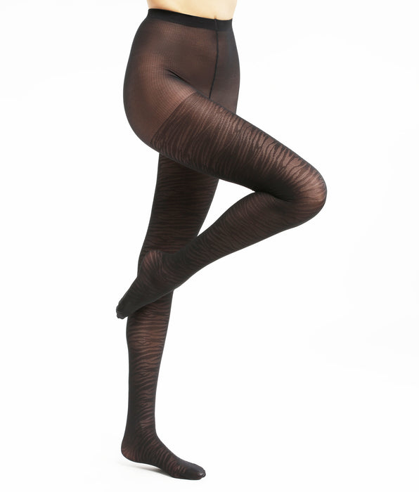 DIM Collant donna trasparente nero con stampa zebrata Dim Style