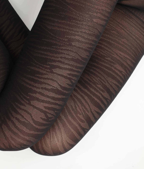 DIM Collant donna trasparente nero con stampa zebrata Dim Style
