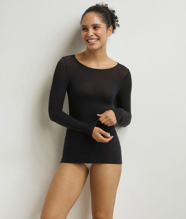 DIM T-shirt donna con scollo a barchetta Nero Dim Termico
