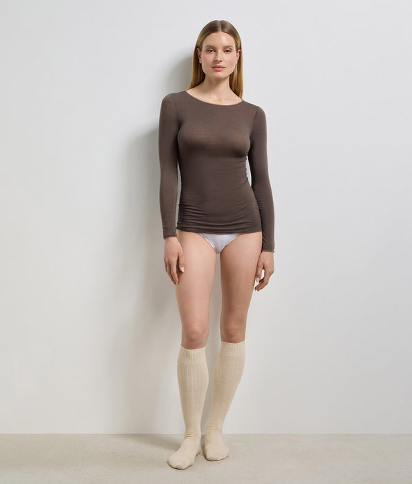 DIM T-shirt girocollo cioccolato profondo Thermal Light