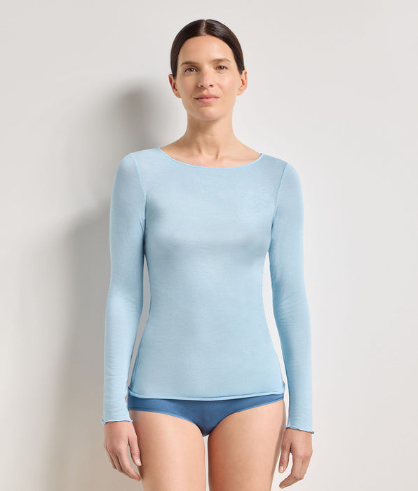 DIM T-shirt girocollo blu satin Thermal Light