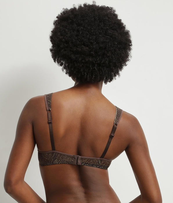 DIM Reggiseno sciarpa in tulle zebrato cioccolato e oro Dim Generous