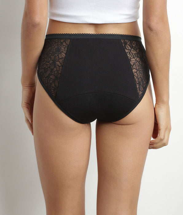 DIM Boxer mestruali in cotone bio pizzo Nero flusso abbondante DIM Protect