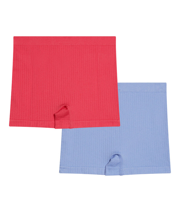 DIM Pacco da 2 boxer senza cuciture Dim in microfibra blu e rosa per bambina