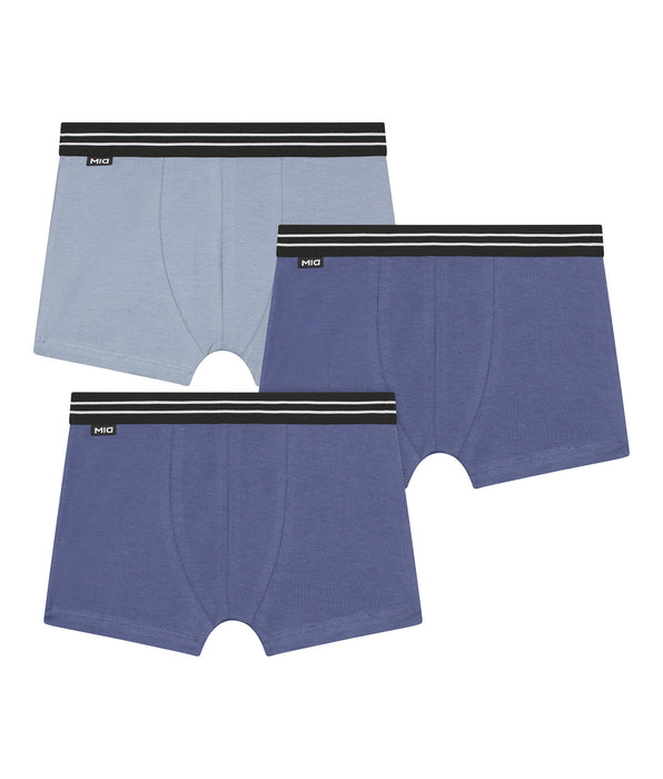 DIM Pacco da 3 boxer da bambino in cotone elasticizzato blu Ecodim