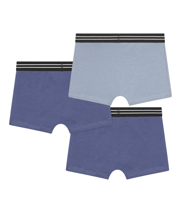 DIM Pacco da 3 boxer da bambino in cotone elasticizzato blu Ecodim