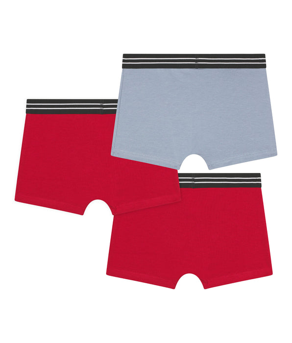 DIM Pacco da 3 boxer da ragazzo in cotone elasticizzato rosso blu Ecodim