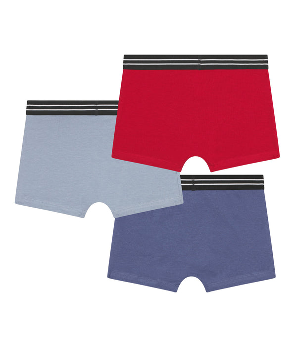 DIM Pacco da 3 boxer da ragazzo in cotone elasticizzato blu carminio Ecodim