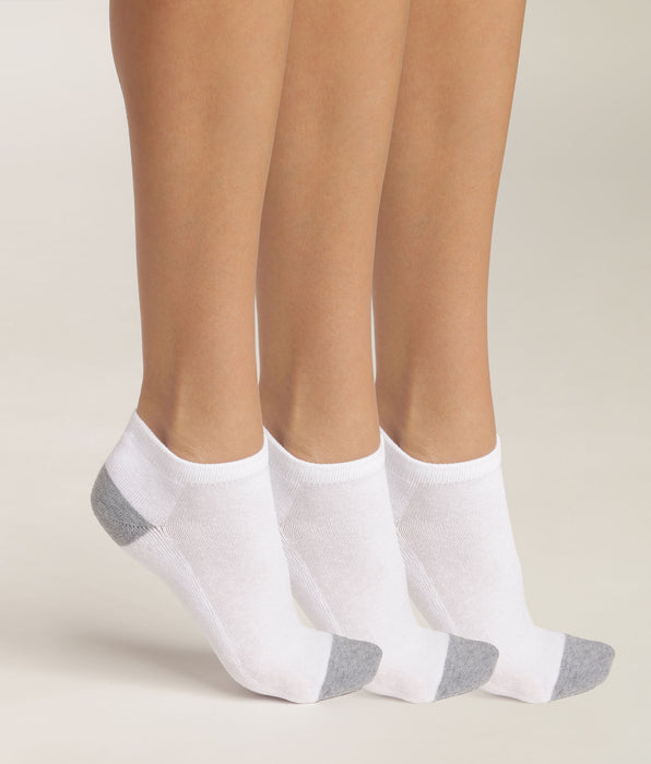 DIM Pacco da 3 paia di calzini da donna in cotone Bianco Grigio EcoDim Sport