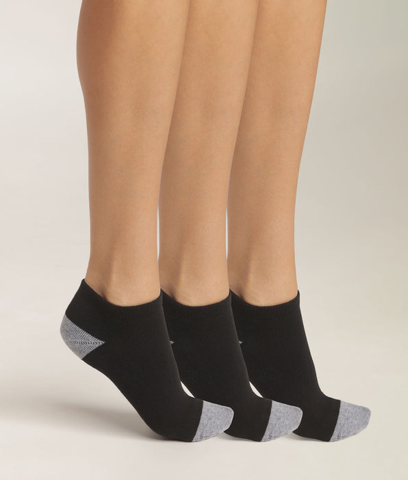 DIM Pacco da 3 paia di calzini da donna in cotone nero e grigio EcoDim Sport