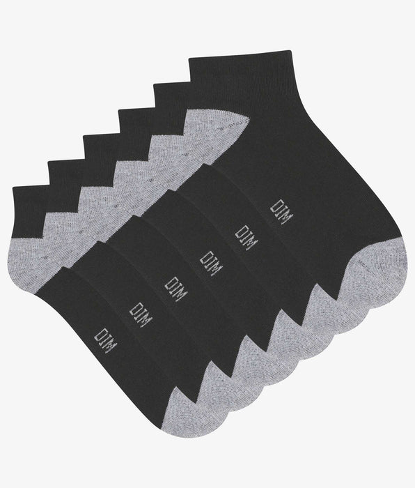 DIM Pacco da 3 paia di calzini da donna in cotone nero e grigio EcoDim Sport