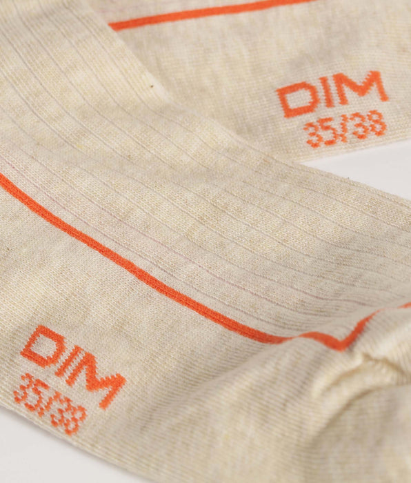 DIM Calze donna in cotone a coste Acciaio con profili colorati DIM Mod.