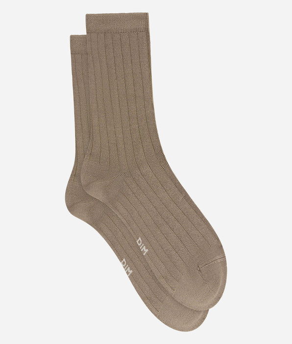 DIM Calzini da donna a costine satinati beige dorato La Mode