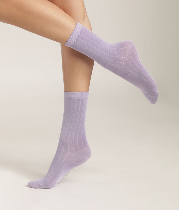 DIM Calze donna in cotone satinato a coste Lila Mod di Dim