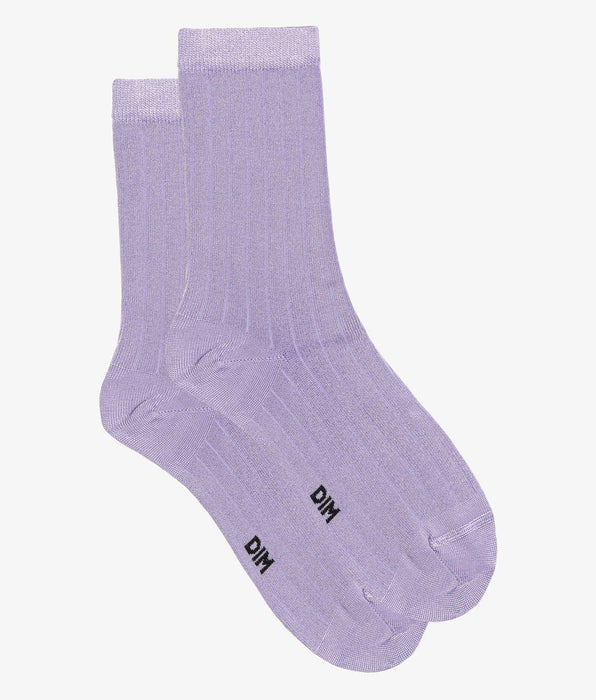 DIM Calze donna in cotone satinato a coste Lila Mod di Dim