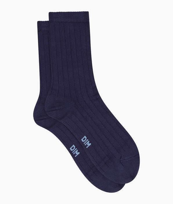 DIM Calzini da donna a coste in cotone satinato Blu Dim Mode