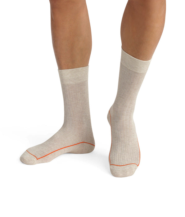 DIM Calze da uomo in cotone a coste beige con profili colorati Mod di Dim