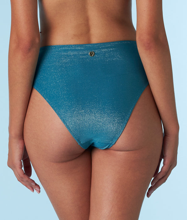 DIM Slip da bagno a vita alta Ottanio in microfibra lurex tinta unita