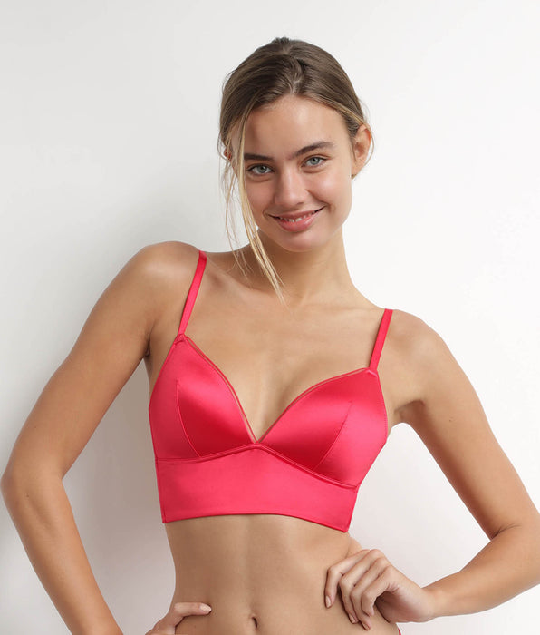 DIM Dim Chéri Reggiseno a triangolo imbottito in microfibra di raso rosso