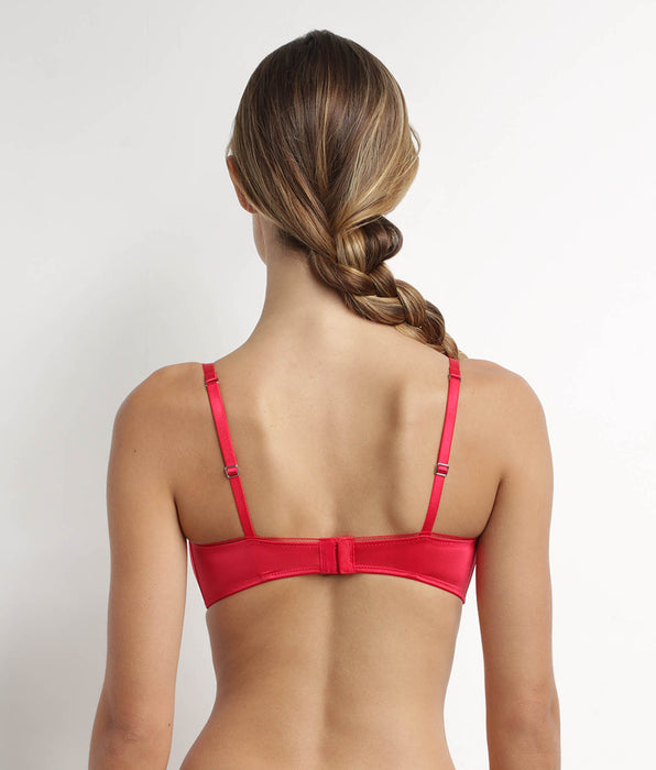 DIM Reggiseno a fascia con ferretto in microfibra satinata rossa Dim Chéri