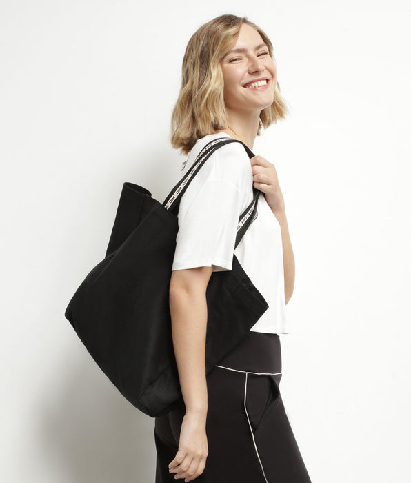 DIM Borsa tote in tela di cotone nera DIM Move