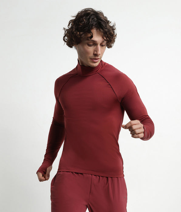 DIM Top sportivo uomo a collo alto in microfibra bordeaux DIM Move