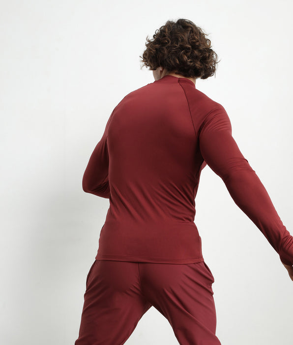 DIM Top sportivo uomo a collo alto in microfibra bordeaux DIM Move