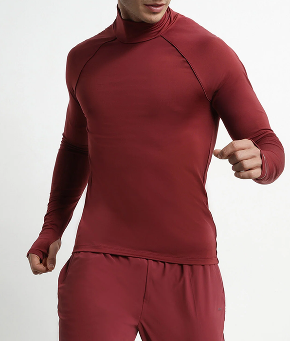 DIM Top sportivo uomo a collo alto in microfibra bordeaux DIM Move