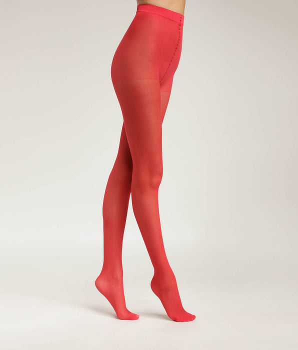 DIM Collant donna trasparente rosso con piping a contrasto Dim Style