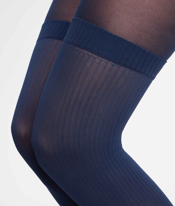 DIM Collant fantasia effetto trompe-l’œil blu navy 25/45D Style