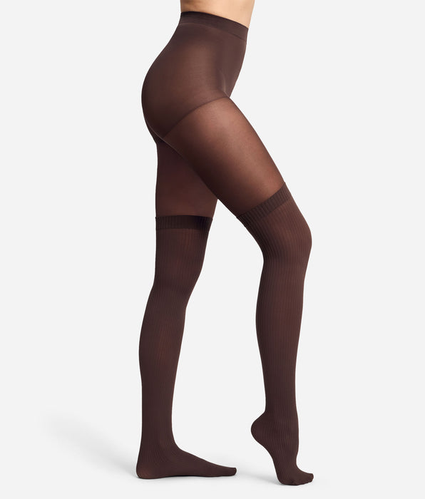 DIM Collant fantasia effetto trompe-l'œil cioccolato 25/45D Style