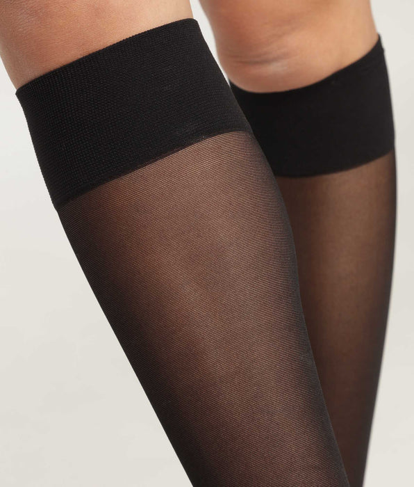 DIM Gambaletti donna trasparenti in voile nero con riga a contrasto Dim Style