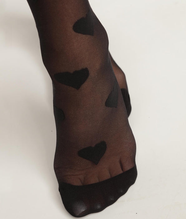 DIM Fantasmini donna in voile trasparente, nero, motivo cuore Dim Style