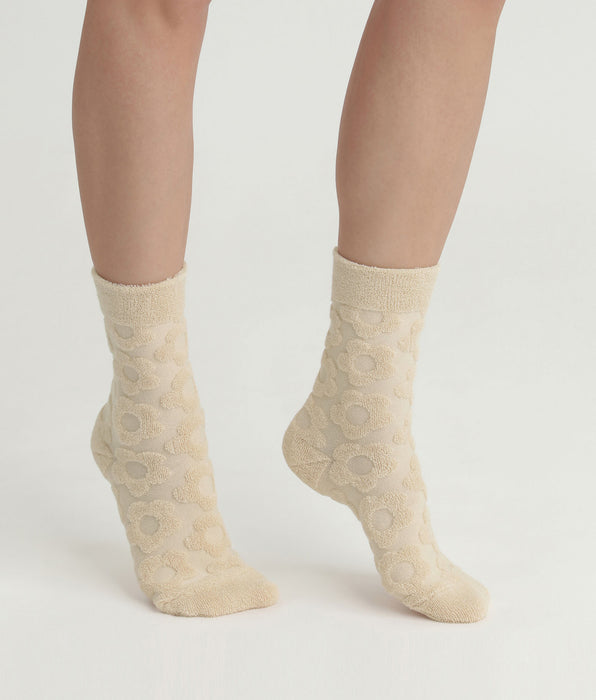 DIM Calze da donna in spugna floreale crema DIM Mod
