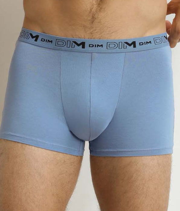 DIM Pacco da 3 boxer da uomo in cotone organico elasticizzato grigio blu nero.