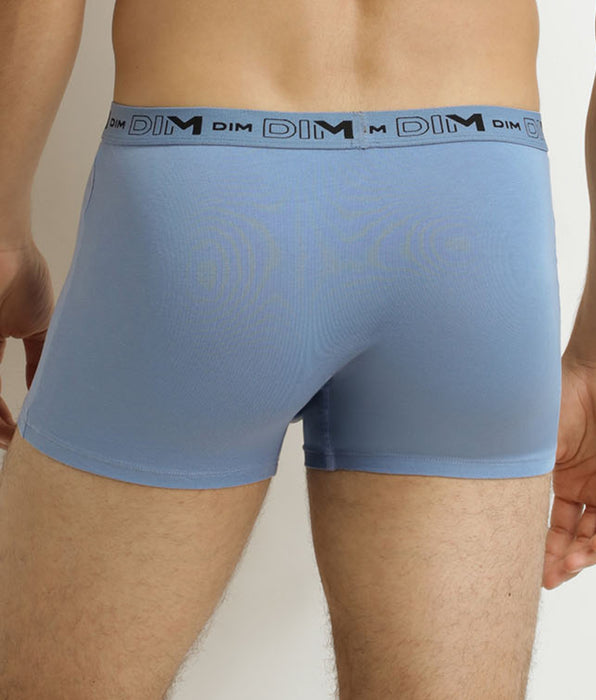 DIM Pacco da 3 boxer da uomo in cotone organico elasticizzato grigio blu nero.