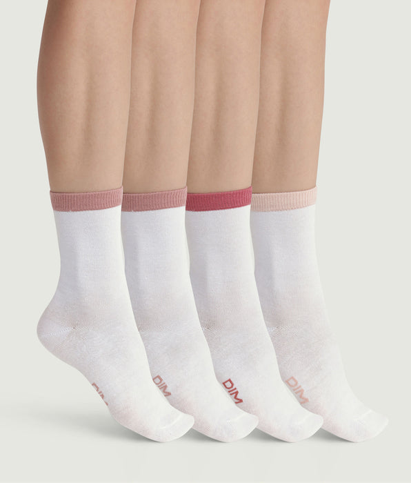 DIM Pacco da 4 paia di calze da donna bianche EcoDim Mode.