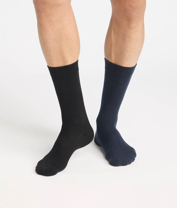 DIM Confezione da 2 calze da uomo in cotone blu profondo Thermo