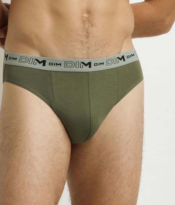 DIM Multipack di 3 slip Uomo Blu Grigio Verde Cotone organico elasticizzato
