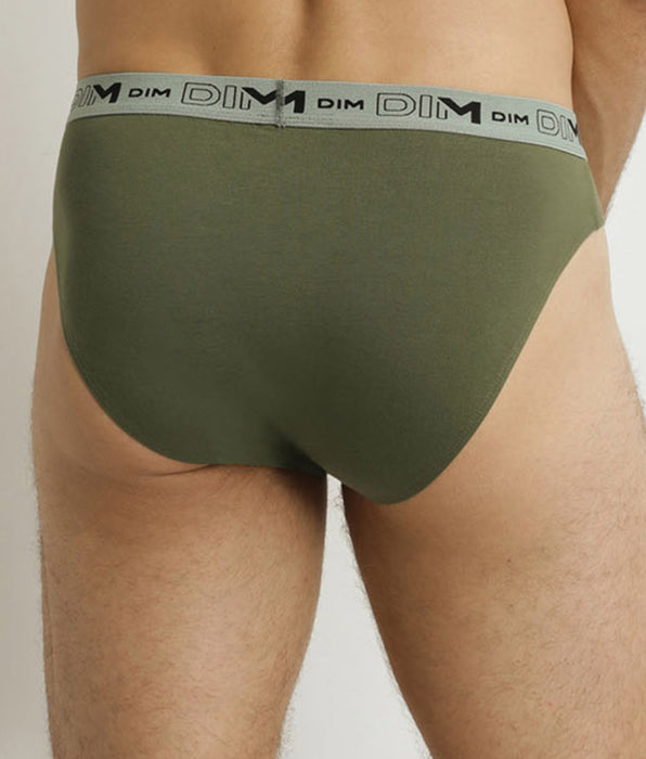 DIM Multipack di 3 slip Uomo Blu Grigio Verde Cotone organico elasticizzato
